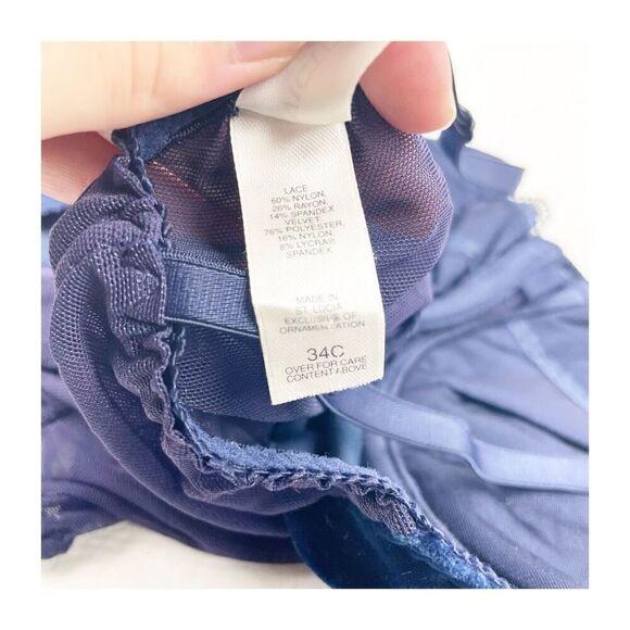 Vintage Victorias Secret Velvet lace one piece bodysuit royal blue deep v snap c - Picture 5 of 16